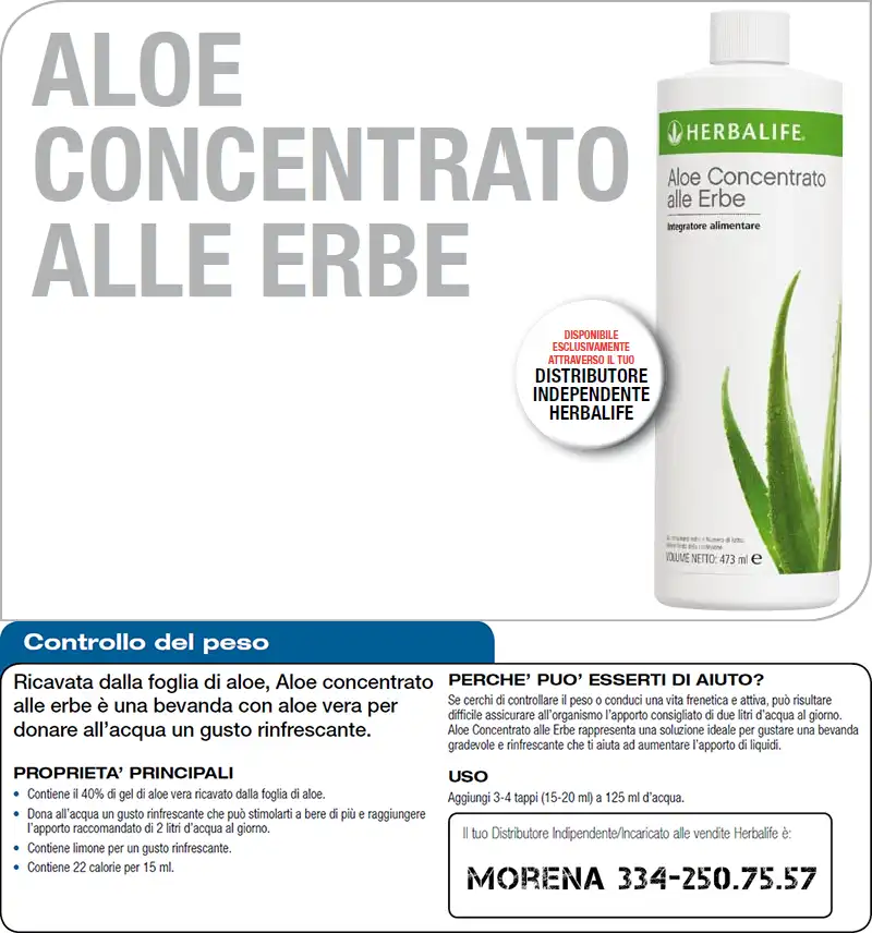 Foglio informativo Aloe concentrato alle erbe Herbalife foglio informativo aloe concentrato alle erbe herbalife