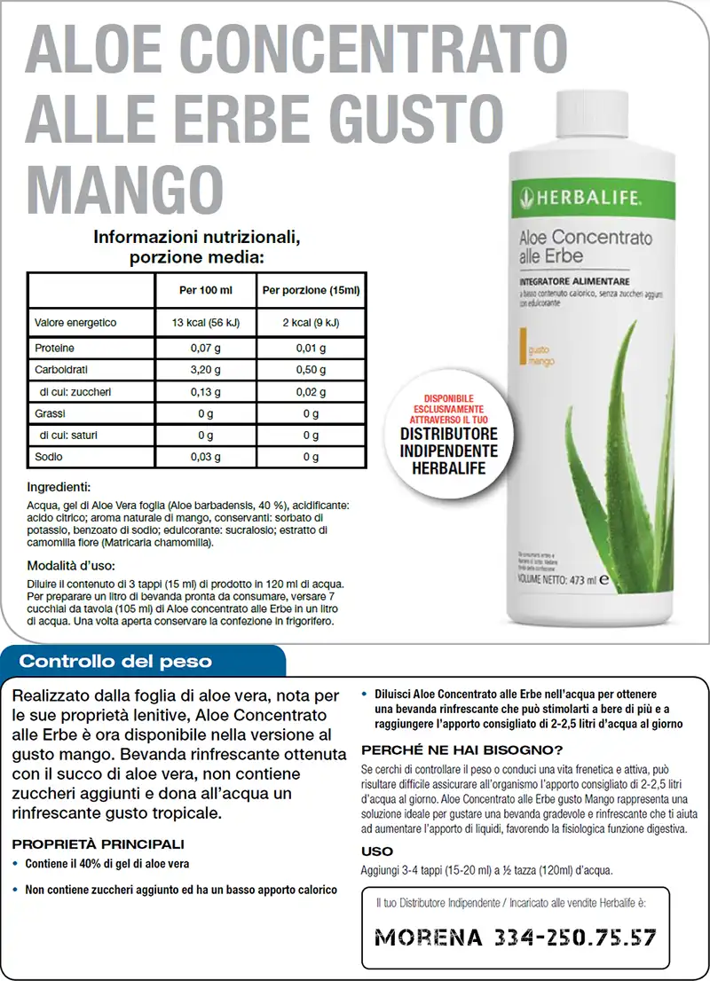 Foglio informativo Aloe mango Herbalife foglio informativo aloe mango herbalife