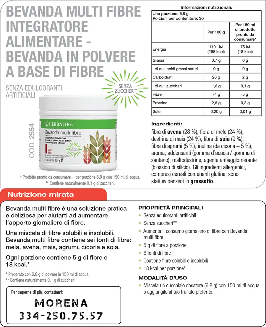 Foglio informativo Bevanda multifibre Herbalife foglio informativo bevanda multifibre herbalife