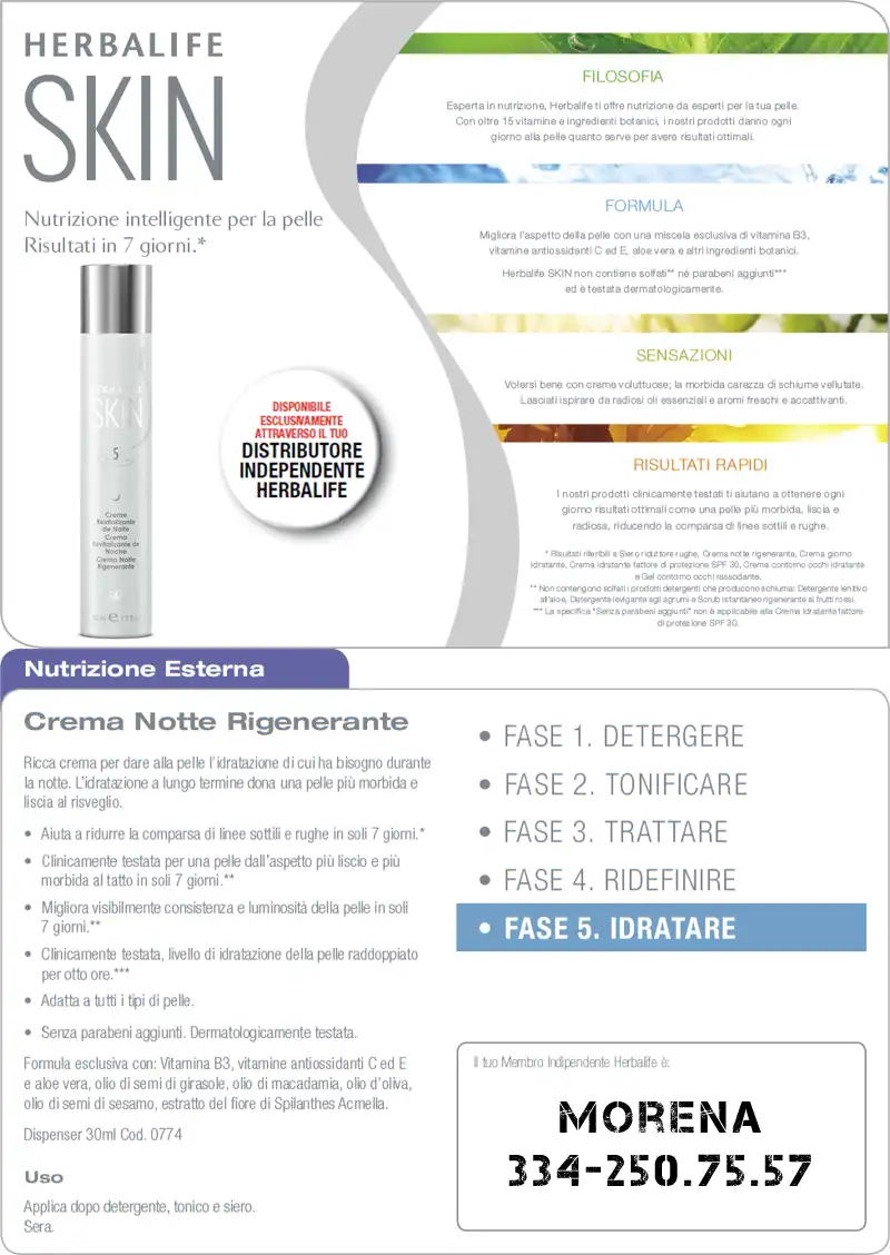 Foglio informativo Crema notte Herbalife Skin foglio informativo crema notte herbalife skin