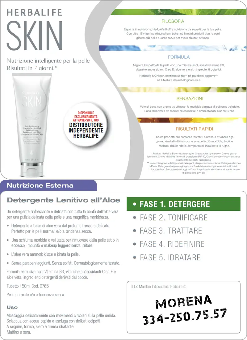 Foglio informativo Detergente lenitivo all'aloe Herbalife Skin foglio informativo detergente lenitivo all'aloe herbalife skin