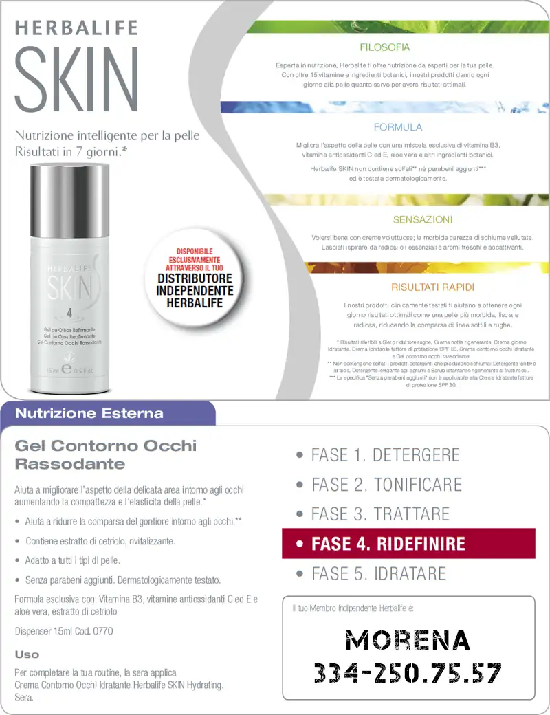 foglio informativo gel contorno occhi herbalife skin