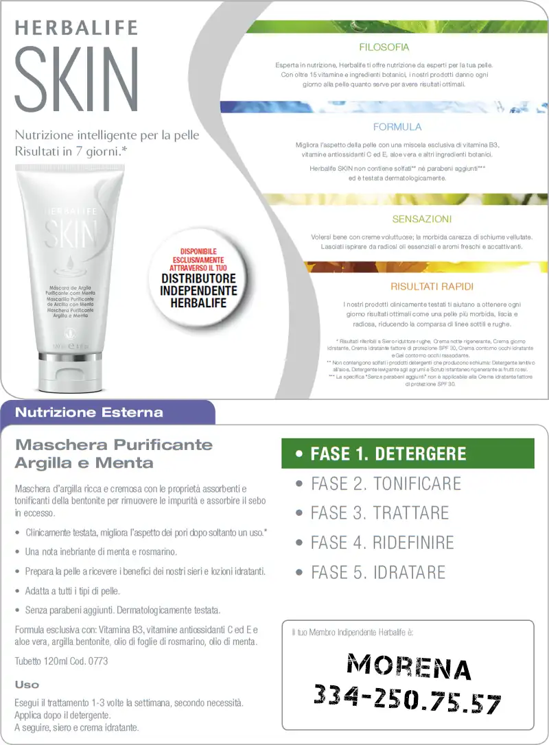 Foglio informativo Maschera argilla e menta Herbalife Skin foglio informativo maschera argilla e menta herbalife skin