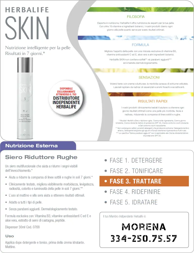 Foglio informativo Siero riduttore rughe Herbalife Skin foglio informativo siero riduttore rughe herbalife skin