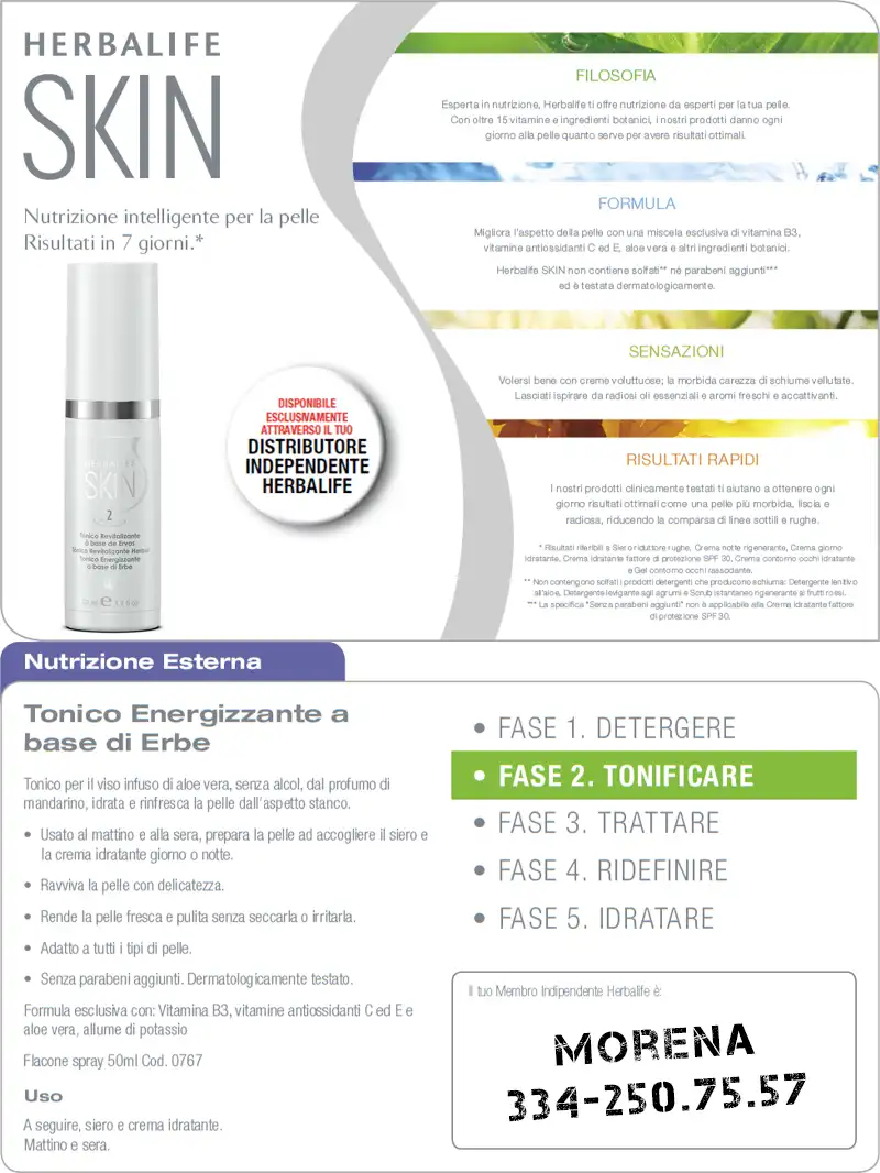 Foglio informativo Tonico Herbalife Skin foglio informativo tonico herbalife skin
