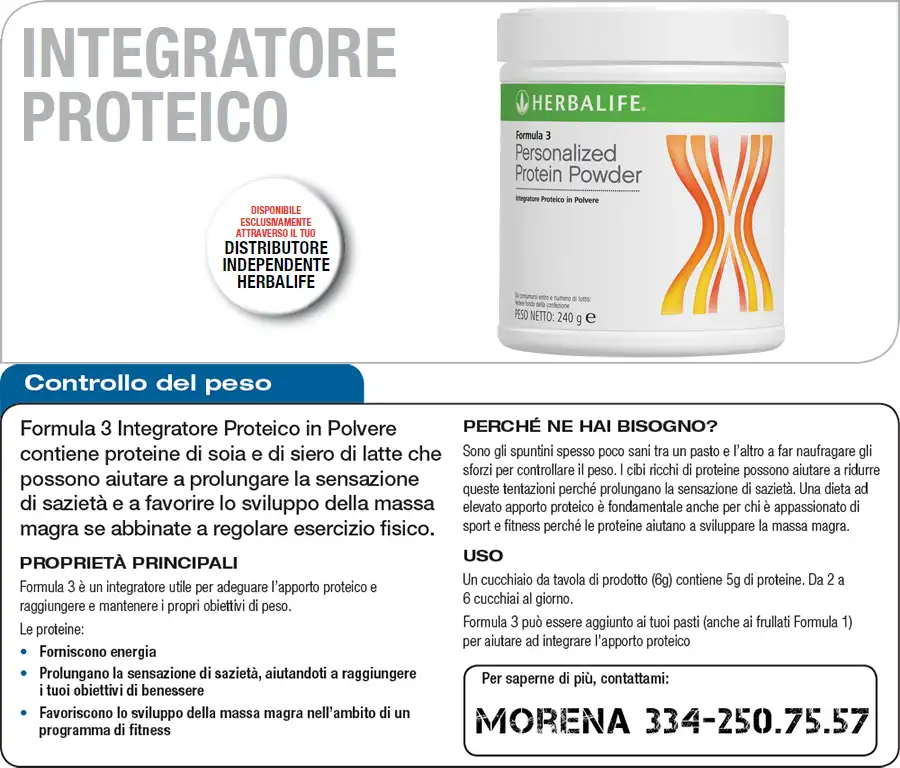Foglio informativo Formula 3 Herbalife integratore proteico foglio informativo formula 3 herbalife integratore proteico