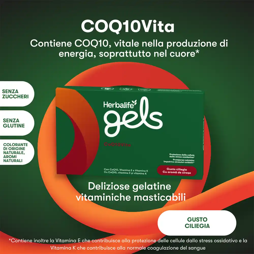 Herbalife Gels CoQ10 Vita Protezione delle cellule dallo stress ossidativo herbalife gels coq10 vita contiene coq10 vitale nella produzione di energia